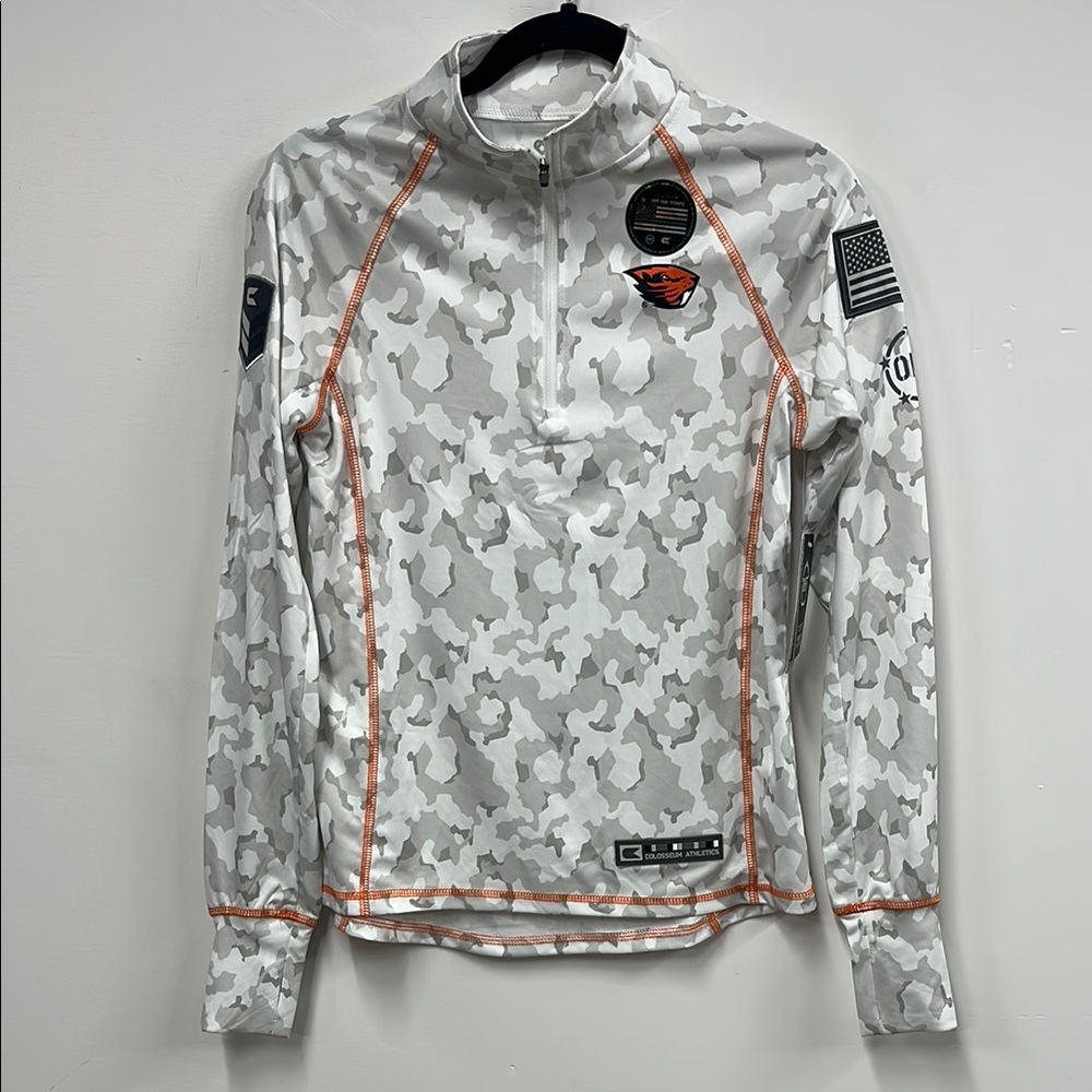 New Colosseum Gray and Orange Long Sleeve Tee Oregon state OHT S
